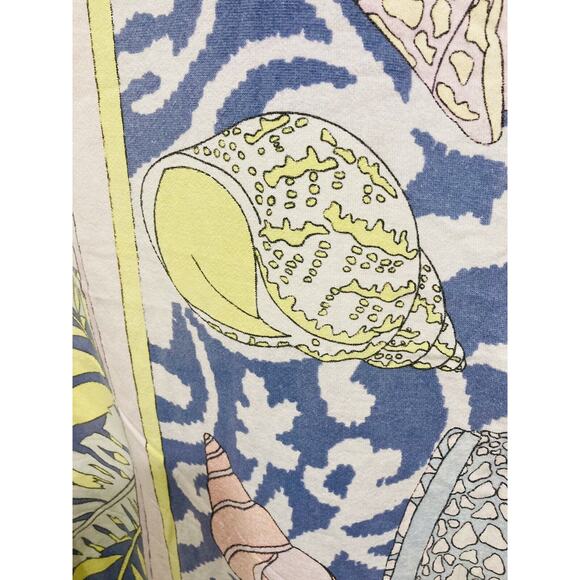 Vintage Pastel Beach Towel Ocean Seashells Made Brazil Coastal Images Cotton Art - Picture 7 of 11